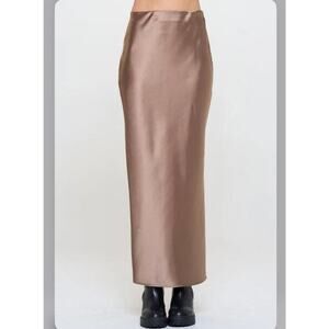 NWT Renee USA Champagne Satin Midi Skirt | Minimal Chic | Small